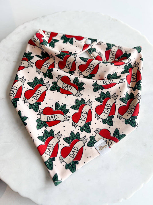 Pet Musings - Dad Tattoo Wrinkle Resistant Bandana: X-small