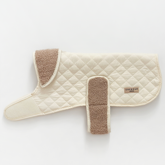 Cocopup London - LUXE Quilted Dog Coat - Creamy Chai: Medium