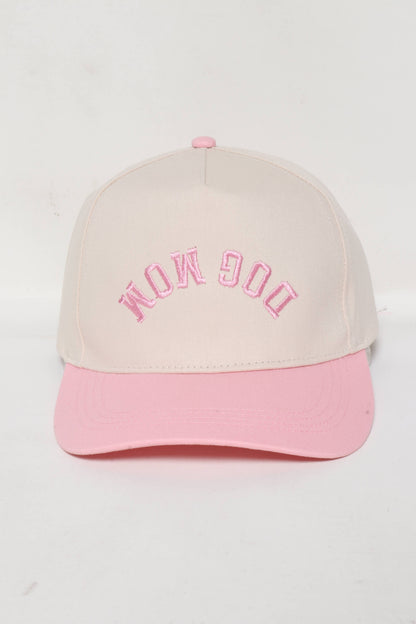 David And Young - DOG MOM Upside Down embroidery in Two Tone Baseball Cap: Pink