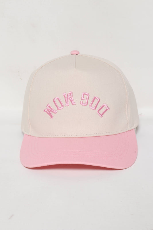 David And Young - DOG MOM Upside Down embroidery in Two Tone Baseball Cap: Pink