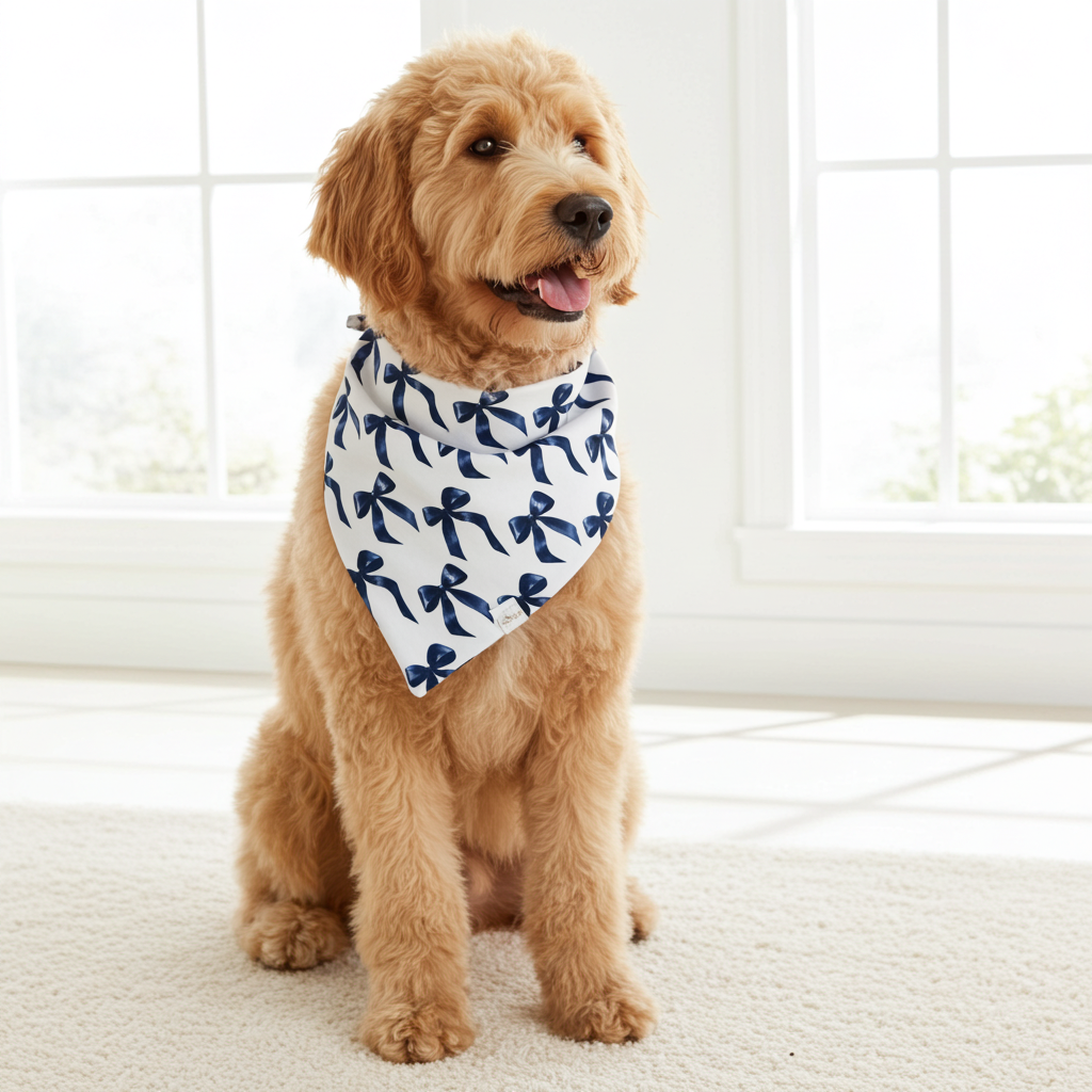 Black Bows Wrinkle Resistant Bandana: Medium/large