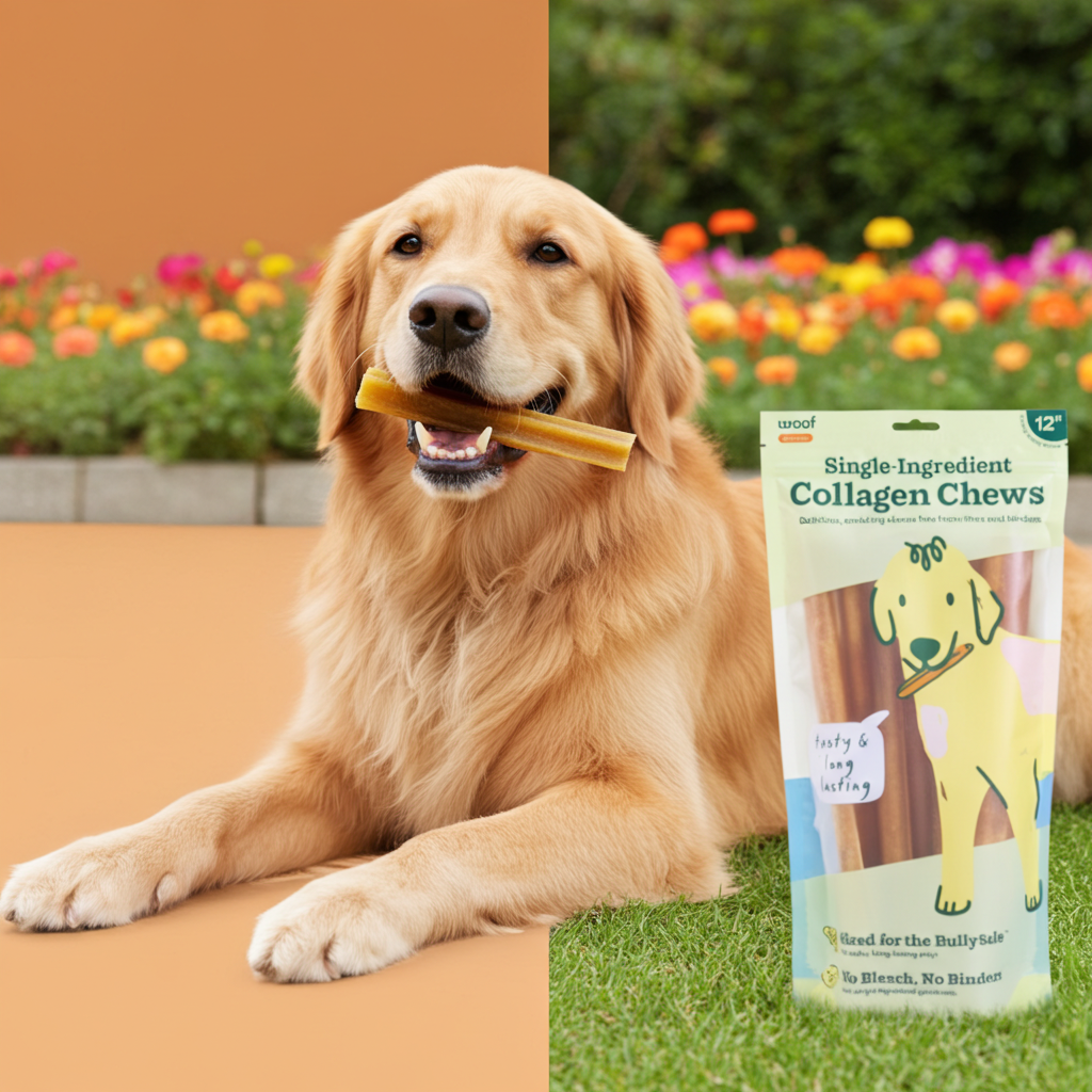 Woof - BullySafe Chews - Pure Collagen: Beef / 12-inch 10 pack