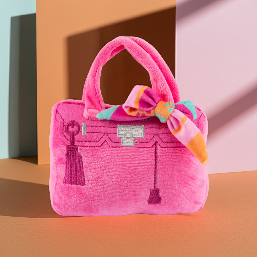 Barkin Bag -  *CHIC DOGGIE* Pink w/ Scarf Squeaker Dog Toy: Large