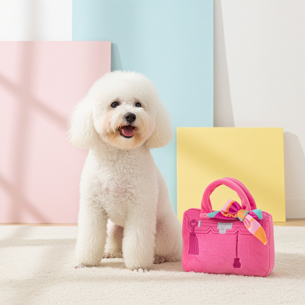 Barkin Bag -  *CHIC DOGGIE* Pink w/ Scarf Squeaker Dog Toy: Large
