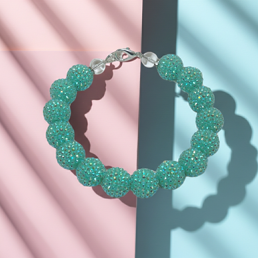RHINESTONE WAG N' TEAL DOG NECKLACE: 11 inches