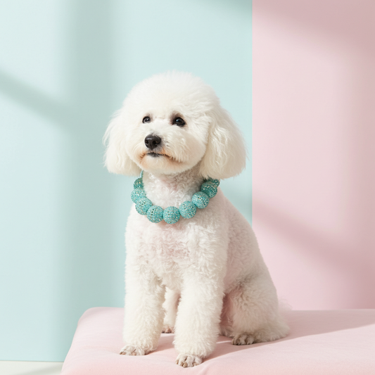 RHINESTONE WAG N' TEAL DOG NECKLACE: 11 inches