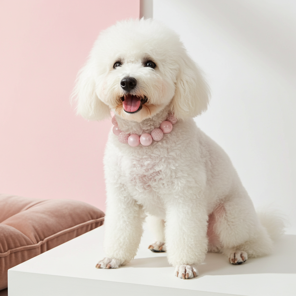 POWDER PINK DOG NECKLACE: 11 inches