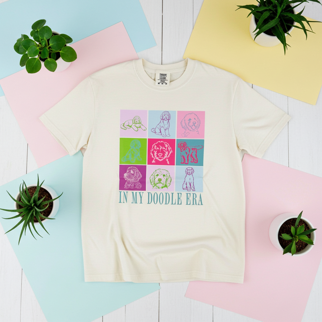 In My doodle Era Block Tee: IVORY / SM