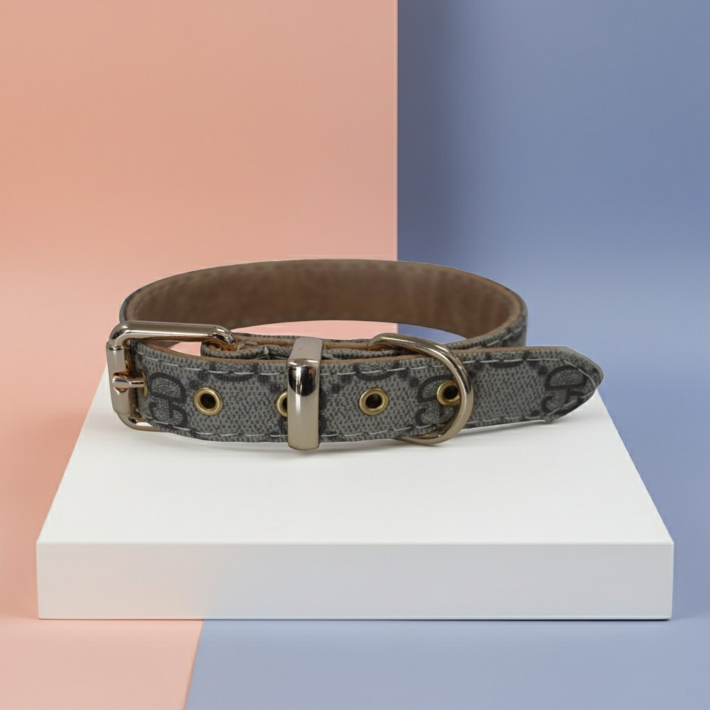 Poochi Brown Luxury Dog Collar: Large