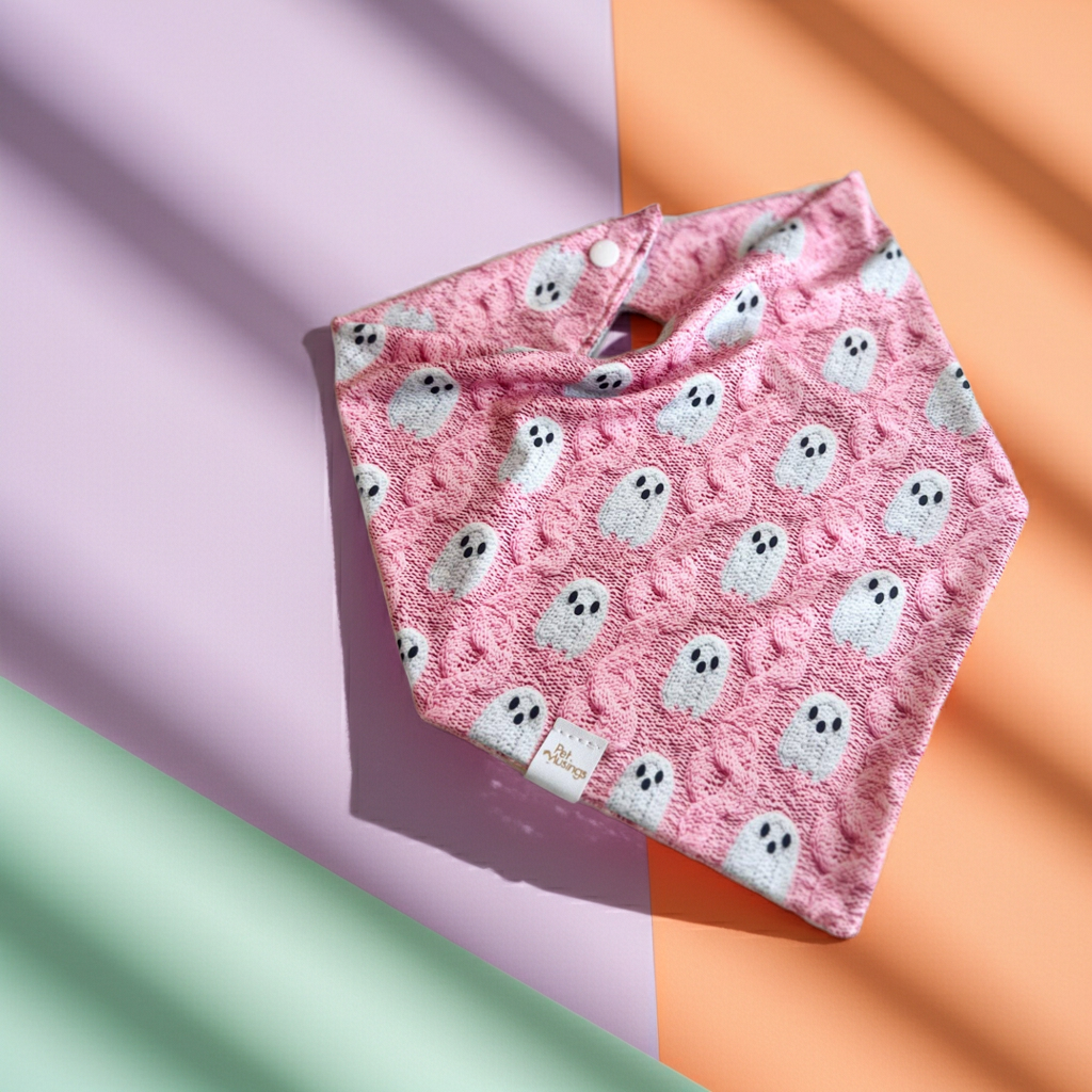 Pink Ghosts Bandana: Medium/large