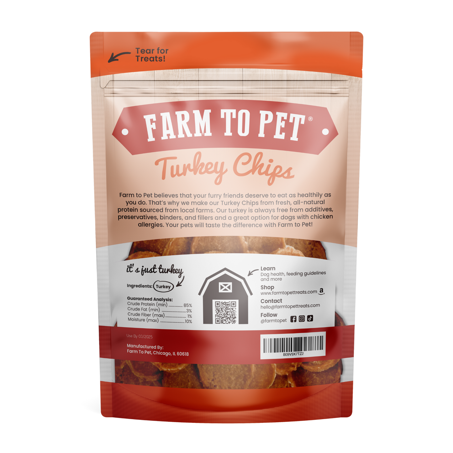 Farm to Pet - Turkey Chips Dog Treats: 4oz