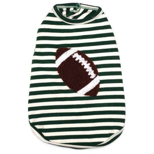 The Worthy Dog - Football Tee: Green/White / Small