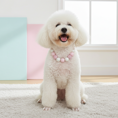 BABY PINK DOG NECKLACE: 12 inches