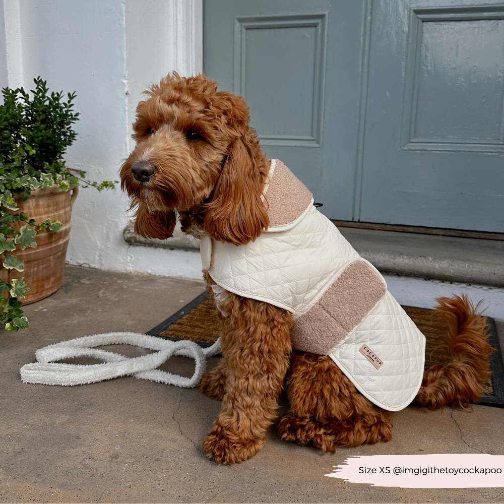 Cocopup London - LUXE Quilted Dog Coat - Creamy Chai: Medium