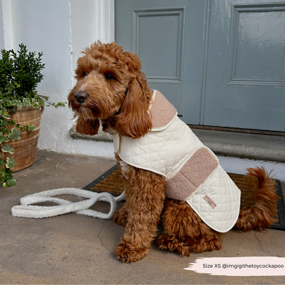 Cocopup London - LUXE Quilted Dog Coat - Creamy Chai: Medium