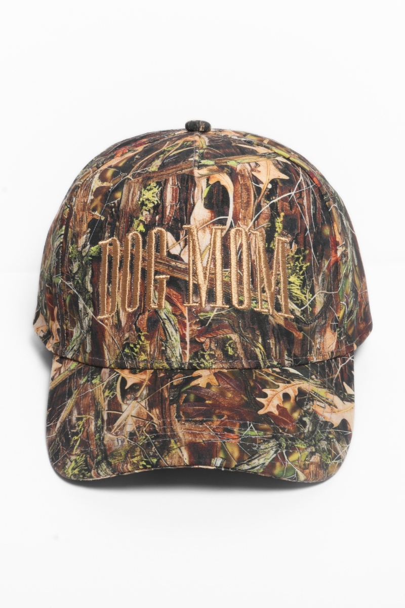 David And Young - DOG MOM embroidery Camo Print 5 Panel Baseball Cap: Beige Camo
