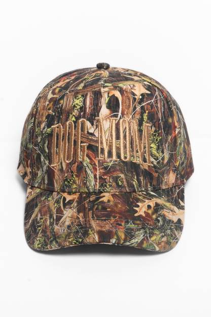 David And Young - DOG MOM embroidery Camo Print 5 Panel Baseball Cap: Beige Camo