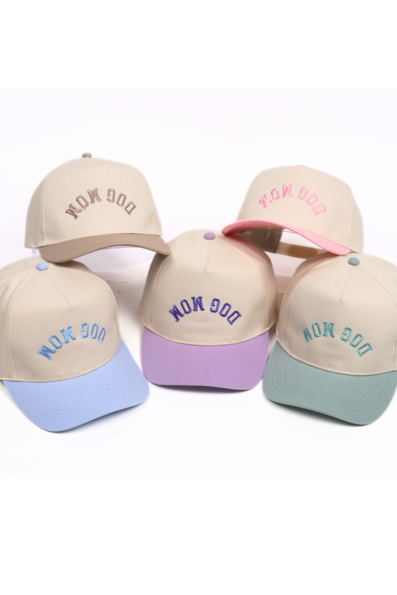 David And Young - DOG MOM Upside Down embroidery in Two Tone Baseball Cap: Pink