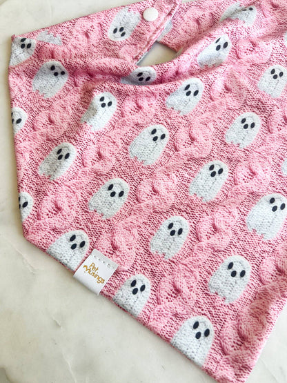 Pet Musings - Pink Ghosts 3d Knit Wrinkle Resistant Bandana: Medium/large