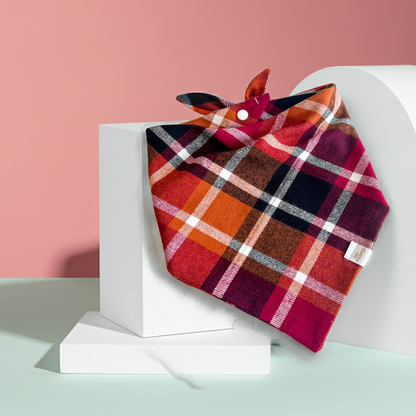 Apple Orchard Plaid Flannel Bandana: Small
