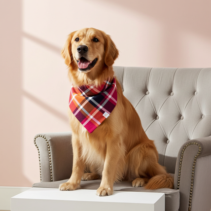 Apple Orchard Plaid Flannel Bandana: Small