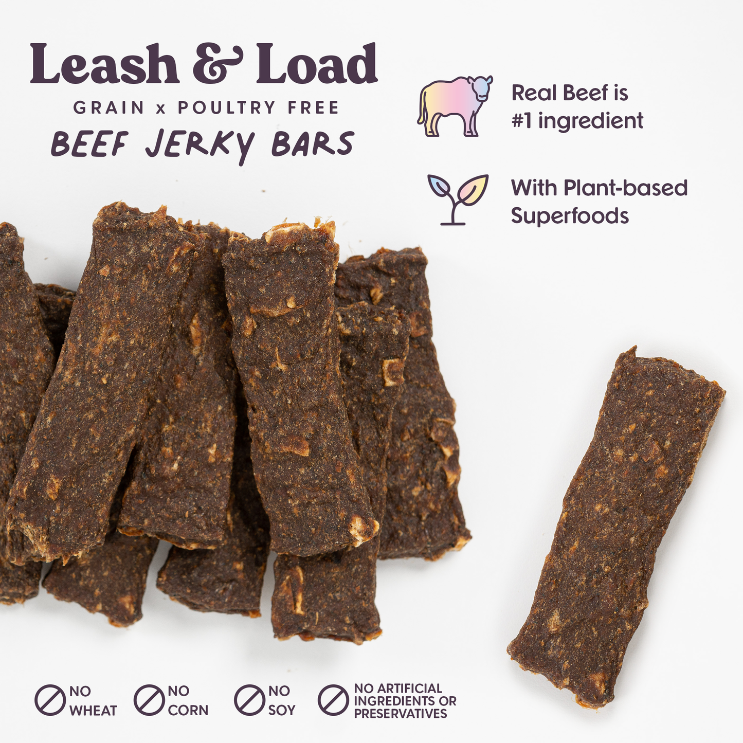 Bundle x Joy - Leash & Load Beef Superfood Jerky Bars for Dogs 16oz: 16oz