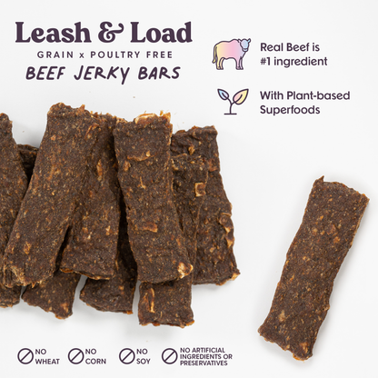 Bundle x Joy - Leash & Load Beef Superfood Jerky Bars for Dogs 16oz: 16oz