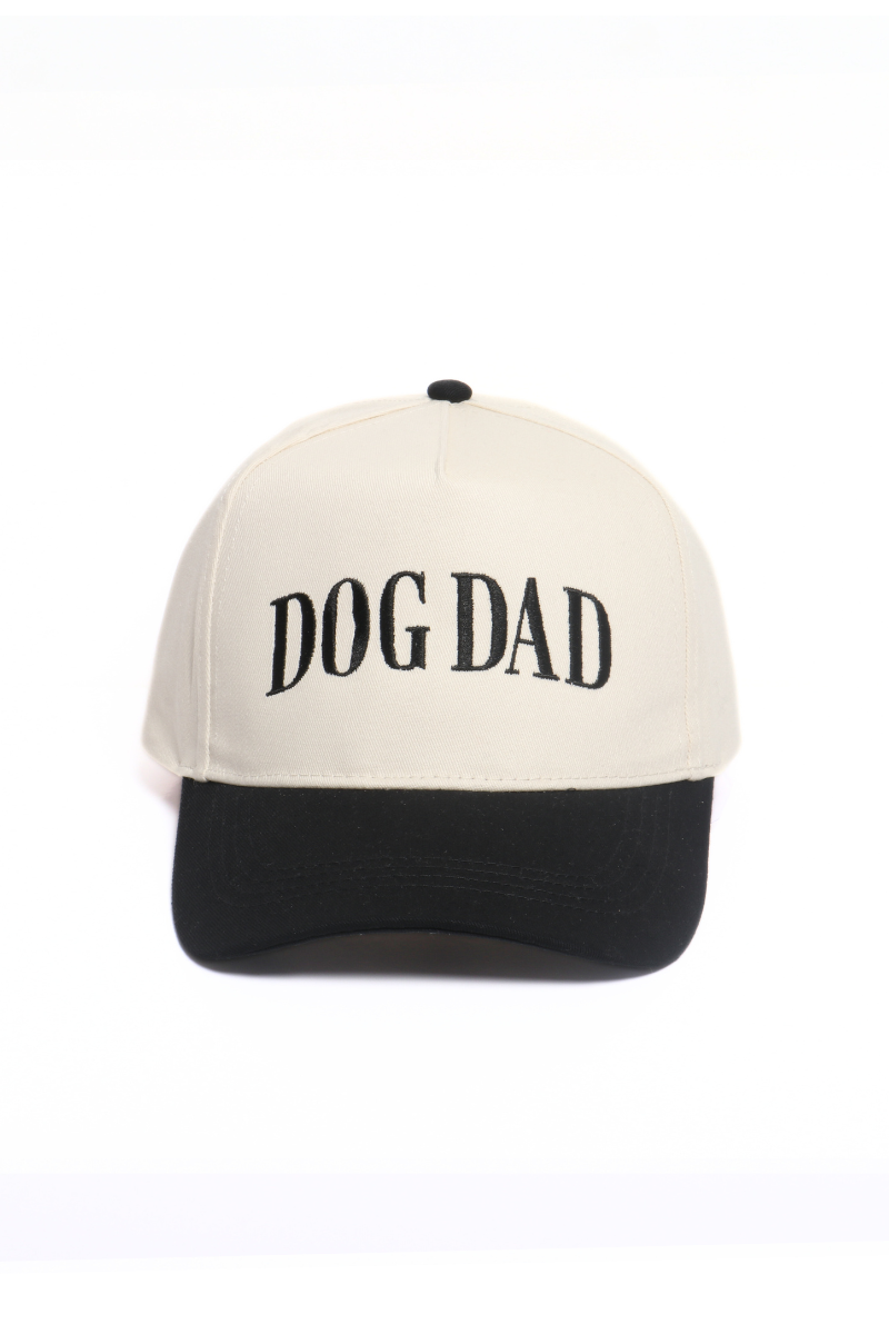 David And Young - DOG DAD Embroidery 5 Panel Two Tone Cap: Black