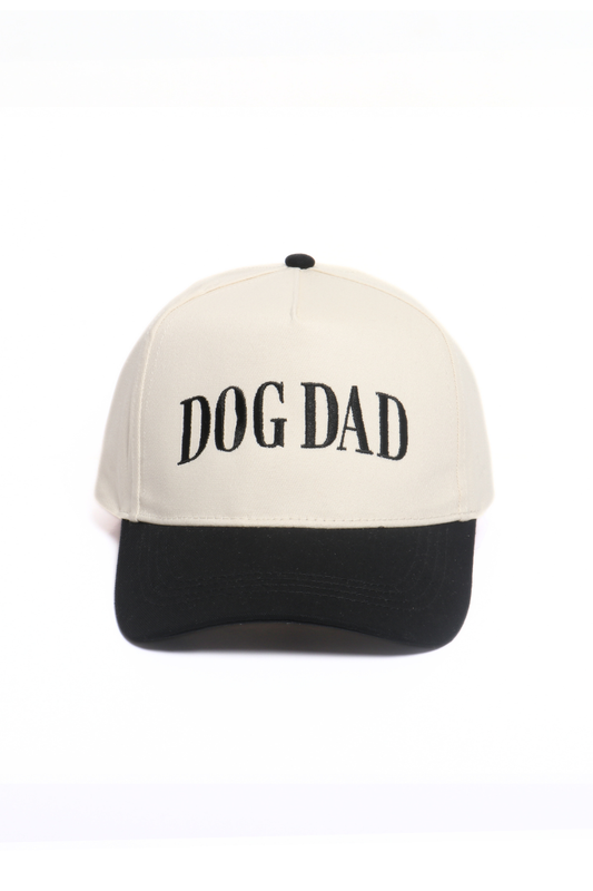 David And Young - DOG DAD Embroidery 5 Panel Two Tone Cap: Black