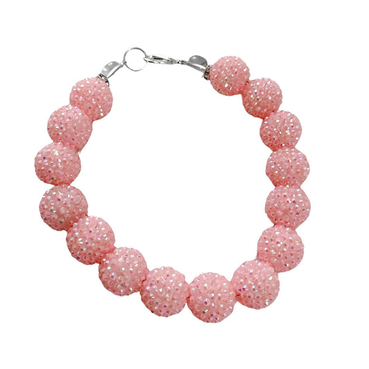 My Trendy Little Pup - RHINESTONE BABY PINK DOG NECKLACE: 11 inches