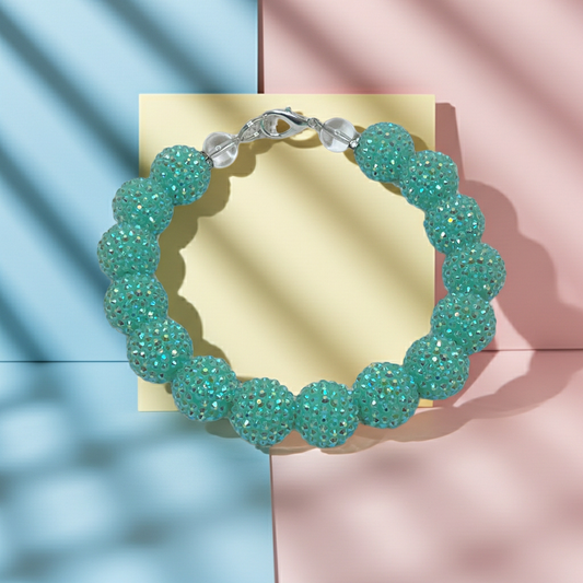 RHINESTONE WAG N' TEAL DOG NECKLACE: 14 inches