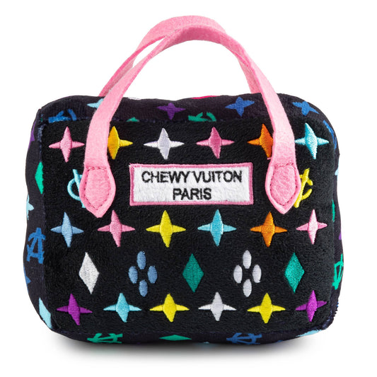 Haute Diggity Dog - Black Monogram Chewy Vuiton Handbag Squeaker Dog Toy: Large