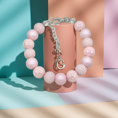 POWDER PINK DOG NECKLACE: 10 inches