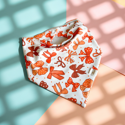 Orange Bows Wrinkle Resistant Bandana: X-small