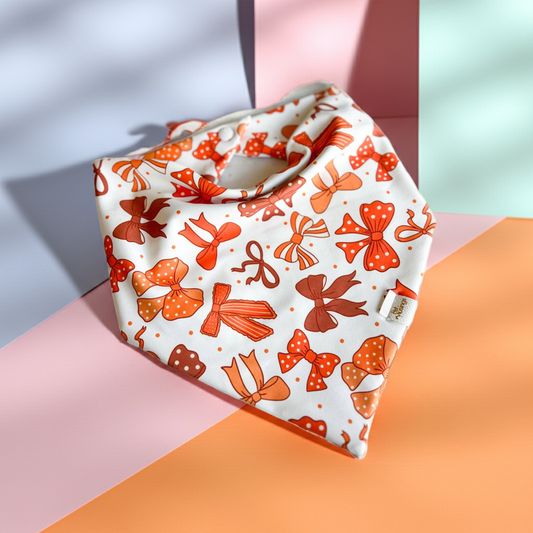 Orange Bows Wrinkle Resistant Bandana: X-small
