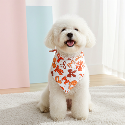 Orange Bows Wrinkle Resistant Bandana: X-small