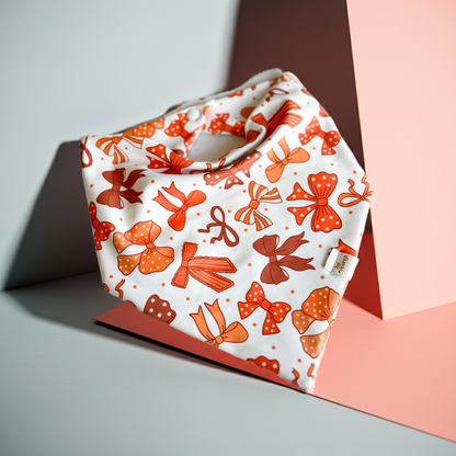 Orange Bows Wrinkle Resistant Bandana: Medium/large