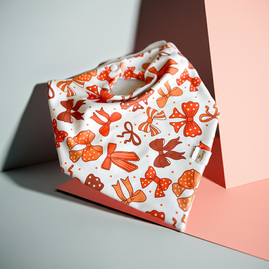 Orange Bows Wrinkle Resistant Bandana: Medium/large