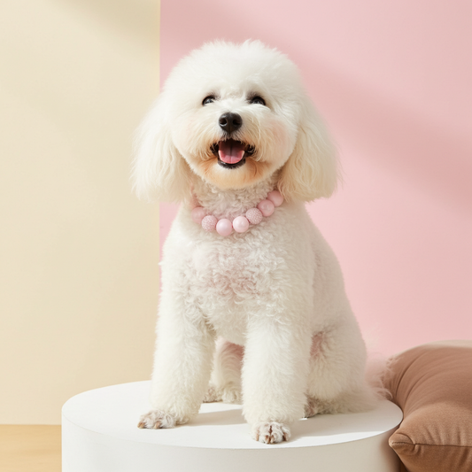 POWDER PINK DOG NECKLACE: 10 inches