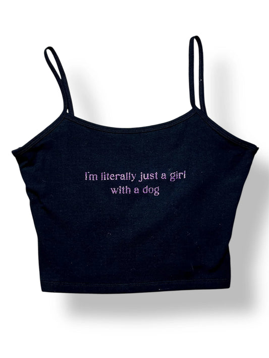 I'm Literally Just a Girl with a Dog Cropped Tank – Black