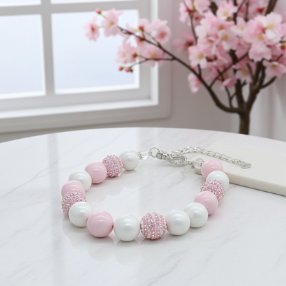 BABY PINK DOG NECKLACE: 13 inches