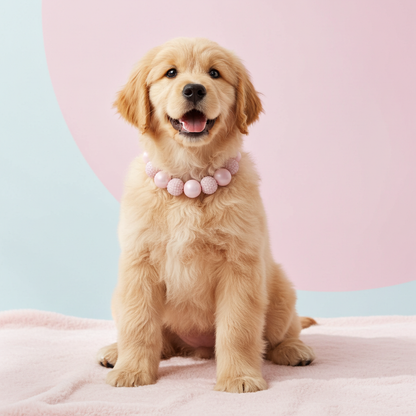 POWDER PINK DOG NECKLACE: 10 inches