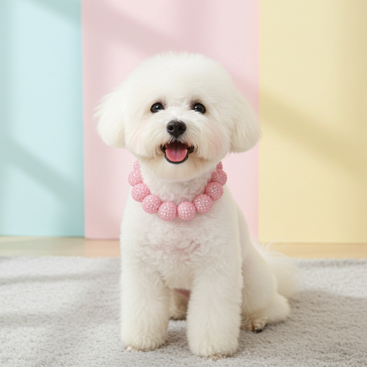 RHINESTONE BABY PINK DOG NECKLACE: 13 inches