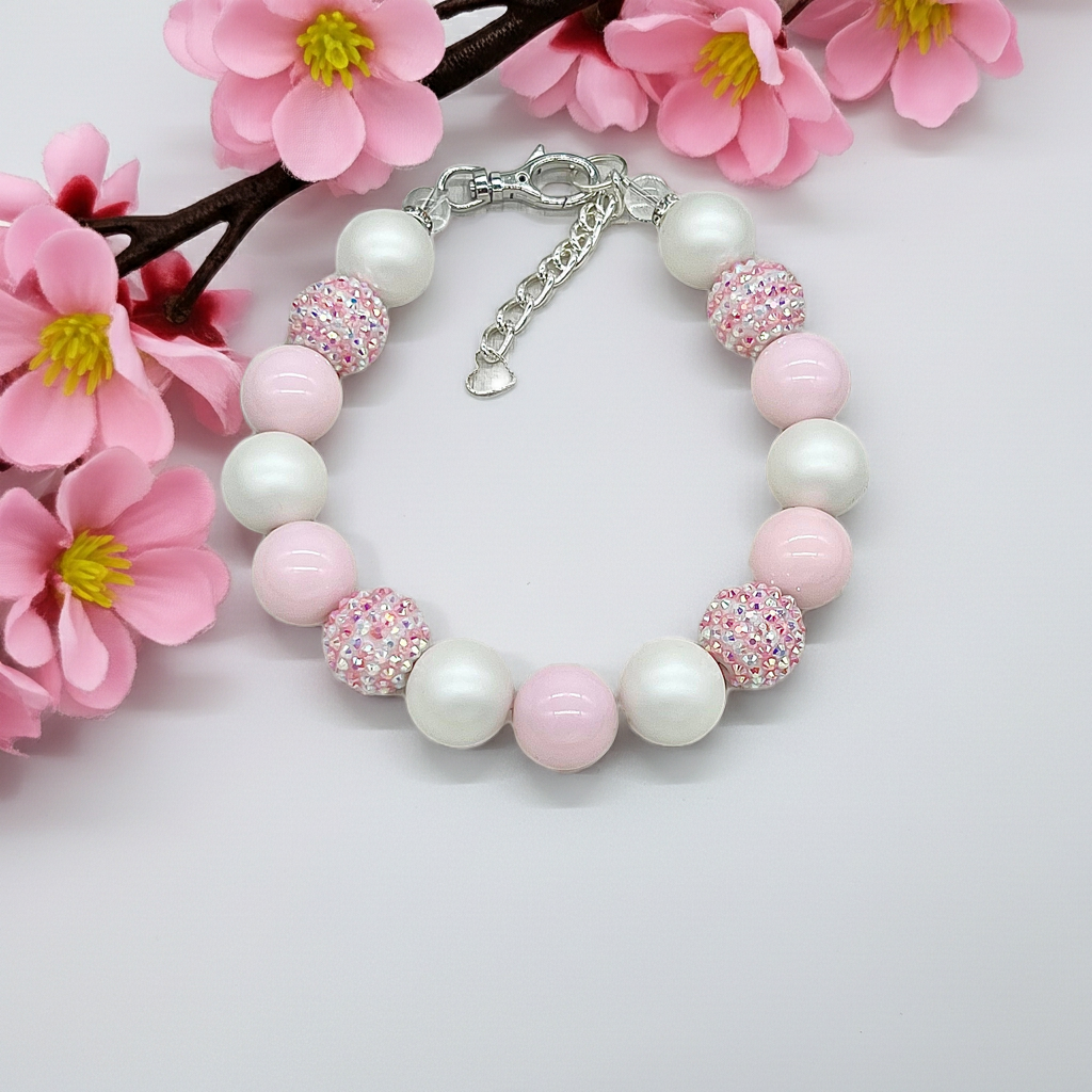 BABY PINK DOG NECKLACE: 12 inches
