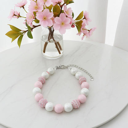BABY PINK DOG NECKLACE: 12 inches