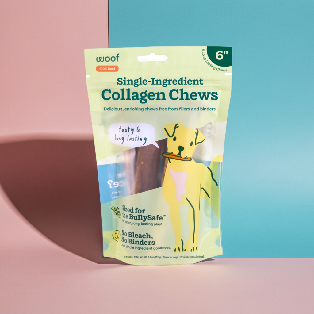 Woof - BullySafe Chews - Pure Collagen: Beef / 6-inch 5 pack