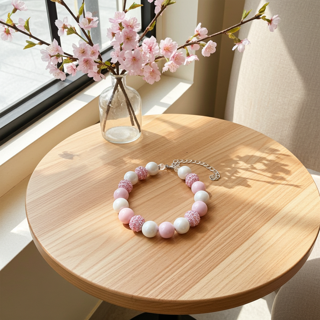 BABY PINK DOG NECKLACE: 10 inches