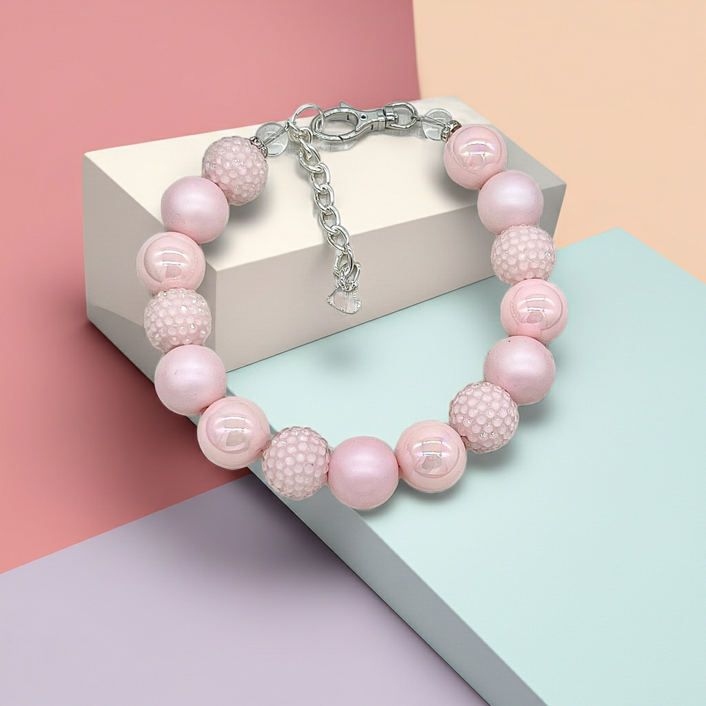 POWDER PINK DOG NECKLACE: 13 inches