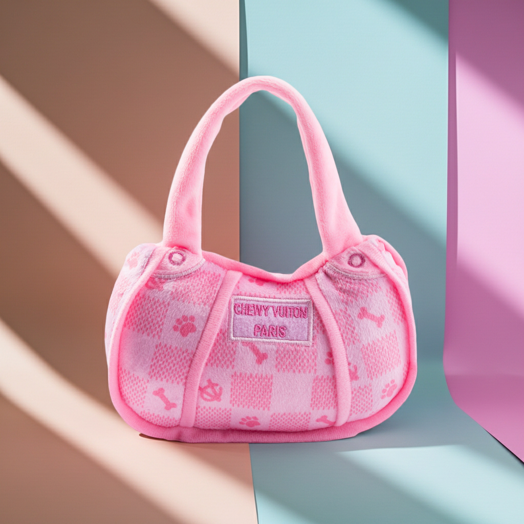 Pink Checker Chewy Vuiton Handbag by Haute Diggity Dog: Small