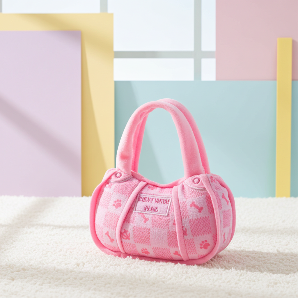 Pink Checker Chewy Vuiton Handbag by Haute Diggity Dog: Small